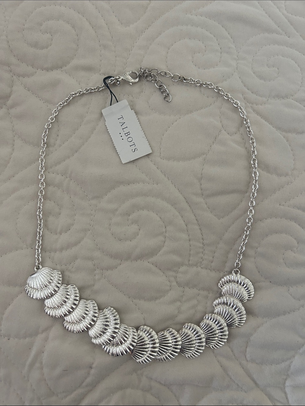 Talbots Silver Seashell Disc Necklace